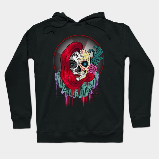 Sugar Skull Jester Girl Clown Hoodie by Trendy Black Sheep